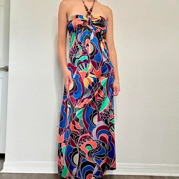 Rampage vibrant and bold late 2000s halter maxi dress - Picture 5 of 8